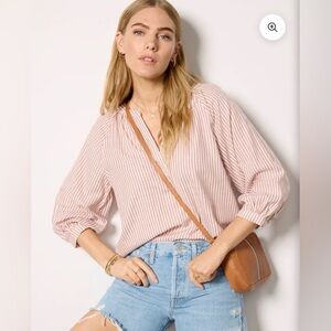 Evereve Katie Stripe Popover V-neck Top